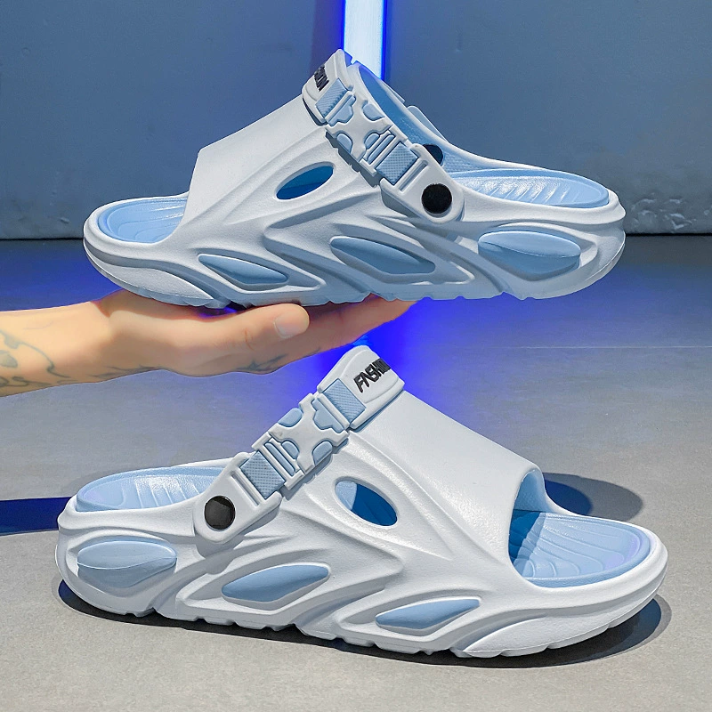 Новые летние мужские тапочки, нескользящие тапочки на толстой подошве, домашние спортивные пляжные сандалии с высокой подошвой.