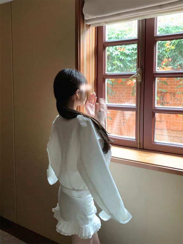 titi小姐姐【法博少女】半身裙女甜美百搭显瘦白色设计感褶皱短裙|undefined