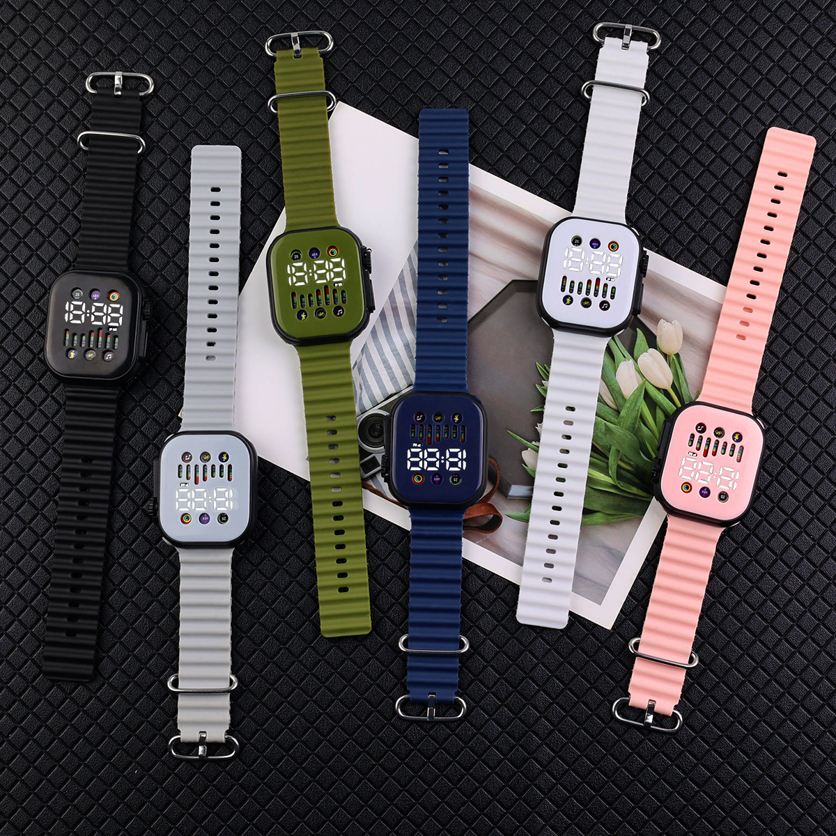 Fashionable and Creative New Cut Out Men's and Women's Touch Led Watch Outdoor Sports Students Watch Time with Week Watch