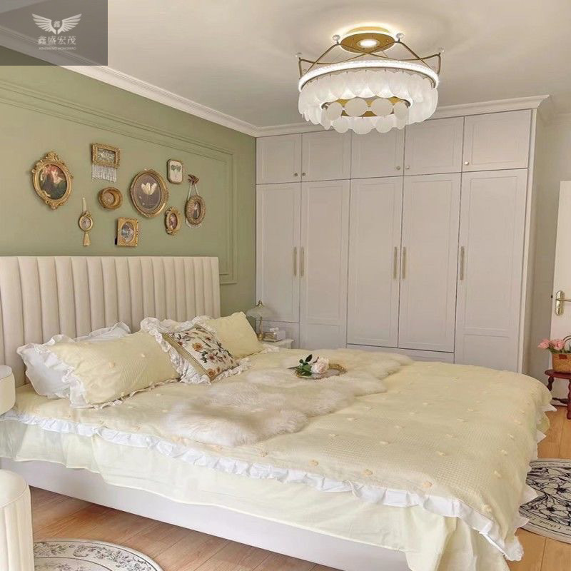 Cama de tela minimalista, cama de cama de cama principal, cama de aire minimalista, cama doble, cama de tela de tecnología de lujo sin lavado.