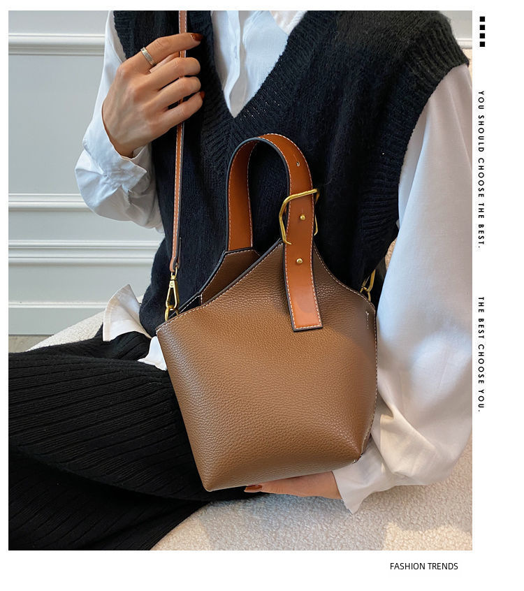 Γυναικεία τσάντα χονδρικής χονδρικής τσάντα εξειδικευμένου σχεδιασμού γυναικεία τσάντα σε αντίθεση χρώματος τσάντα κουβά τσάντα καλαθιού φαγητού_voghion.com