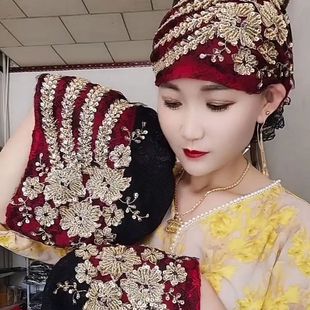 Lace Turban Hat New Style Phoenix Tail Flower Headband Hat Fashionable Style with Back Flower Bag Bottoming Hat Summer Thin Style