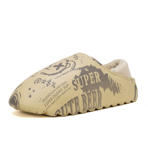 Cotton slippers for men, winter home indoor bags, large size waterproof cotton shoes for outer wear, couples, cute thick-soled cotton slippers for women