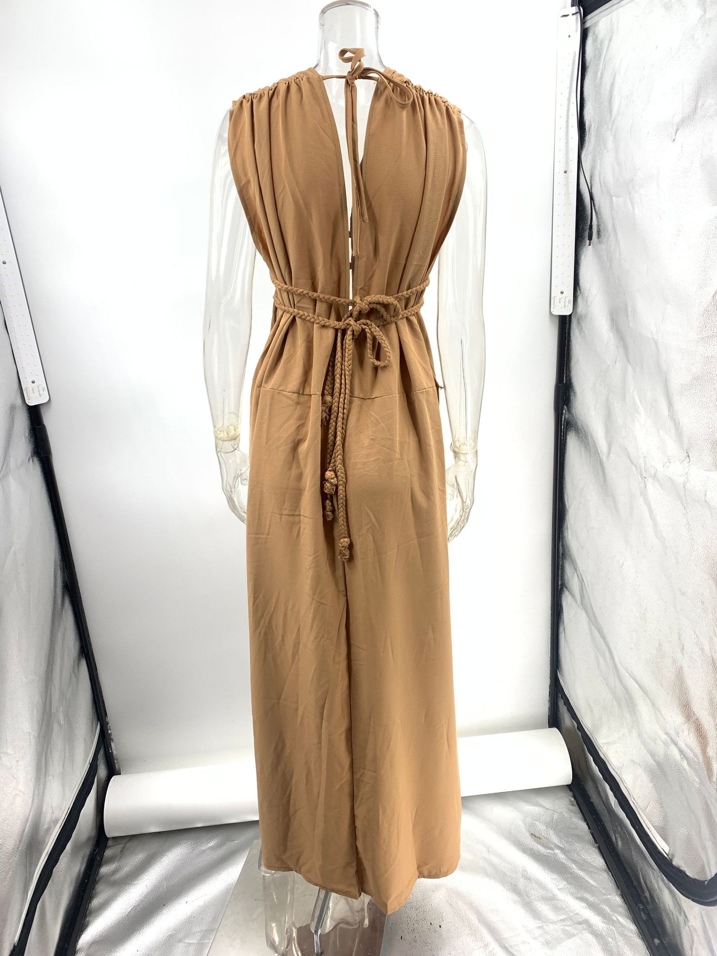 245g Weight Maxi Long Dress Dress Length Type Sleeveless Sleeve Length Tank Dress Dresses Type Linen Fabric Type Mid Waist Waist Line Holiday, Daily Occasion Deep V Neckline Regular Fit Fit Type Solid Color Pattern Summer Season Women's Gender Streetwear Style Wholesale Women's Streetwear Solid Color Holiday Daily Deep V Sleeveless Tank Dress 12