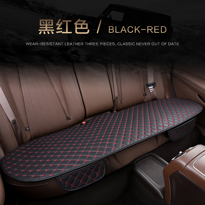 Seat cushion, seat cover — Universal Four Seasons Universal - leather-four-point-star-black-red-rear-row-single-piece
