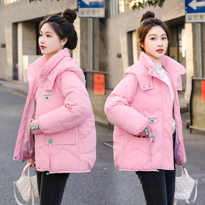 코튼 여성 쇼트 루즈한 빵옷 신상 가을 겨울 백합 후드 두꺼운 코튼 점퍼 캐
