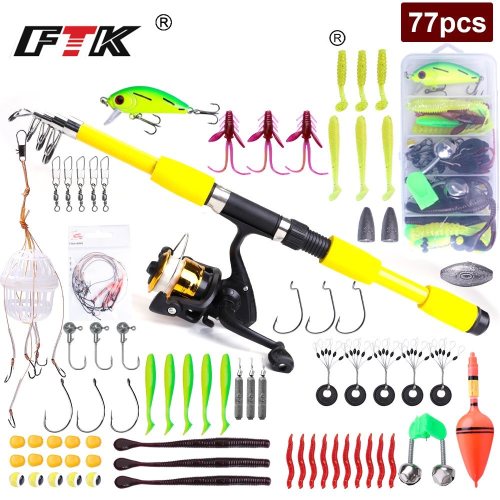 Ftk Sea Rod Set 2.28m Telescopic Lure Portable Set Beginner Combo Soft Bait Carp Fishing
