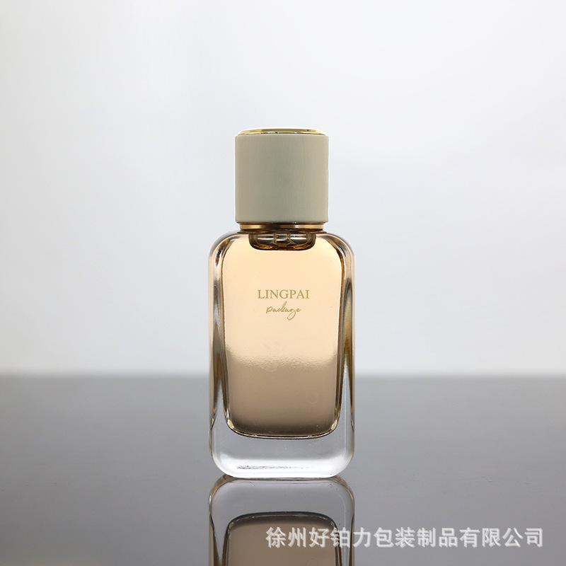 50ml透明扁方螺口香水瓶空瓶高档整套盖子喷雾瓶玻璃分装瓶可喷色|undefined