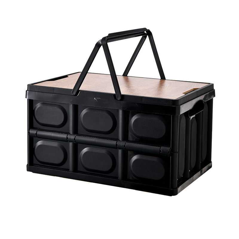Coche plegable caja de almacenamiento al aire libre camping caja de almacenamiento camping tapa de madera caja de almacenamiento maletero del coche portátil