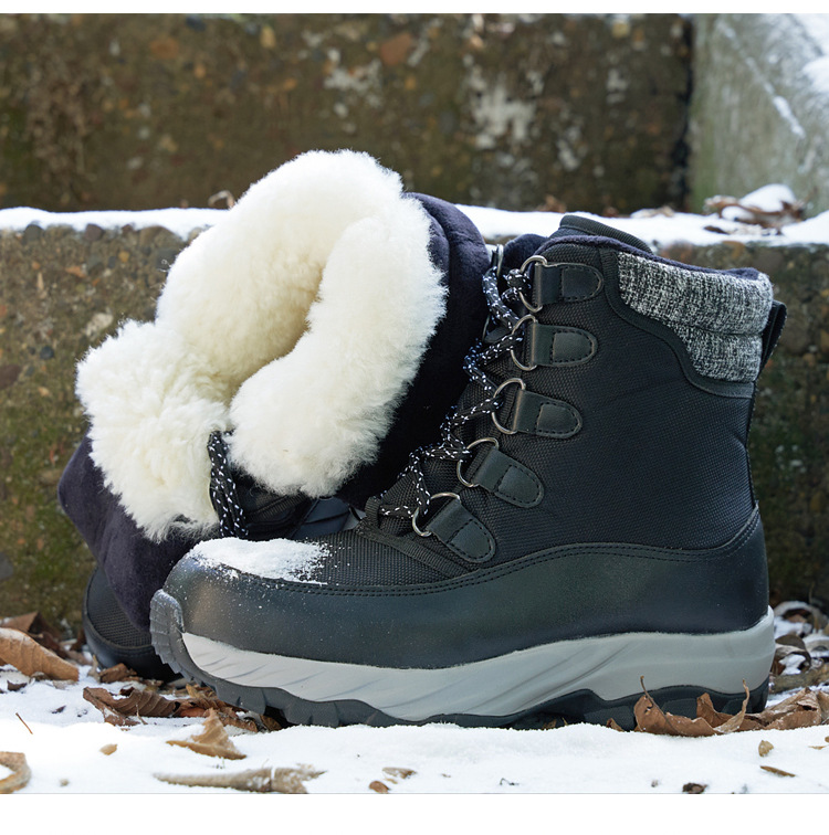 Bottes de neige pour hommes en fourrure, bottes d'extérieur imperméables et antidérapantes en laine, chaussures d'hiver rembourrées en coton chaud_voghion.com