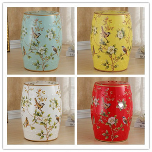 # American/European/New Chinese French Style/Dressing Stool Shoe-Changing Stool/Flower and Bird Ceramic Drum Stool Porcelain Stool Embroidered Stool Ceramic Seat