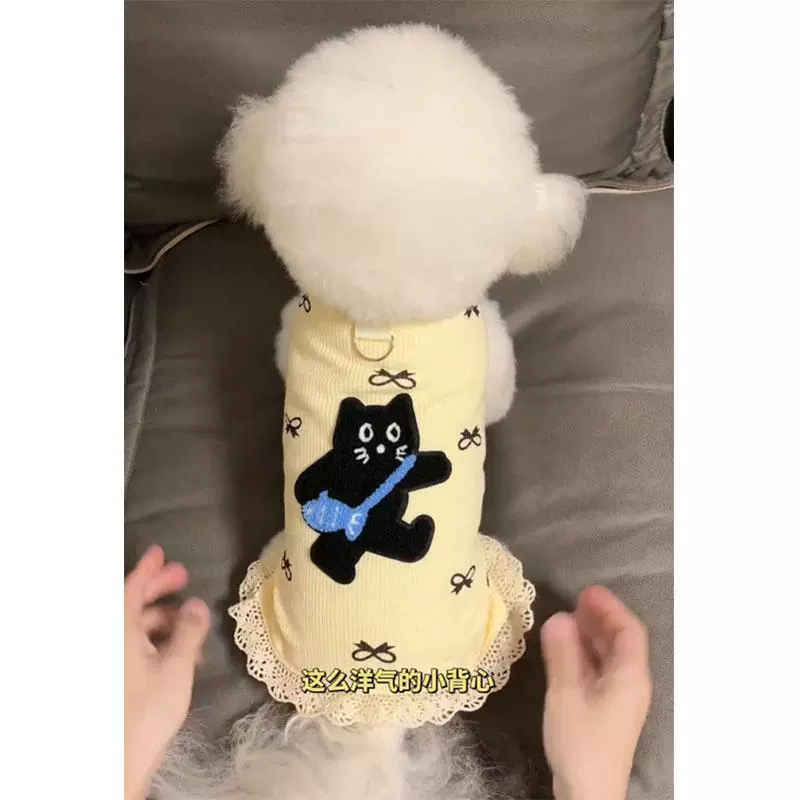 Одежда для собак Летняя новая анти-выпадения волос вафля с кружевной обшивкой жилет Тедби Bear Маленькая собачья одежда