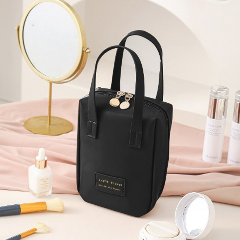 Nueva bolsa de cosméticos portátil de gran capacidad bolsa de almacenamiento de cuidado de la piel maquillaje cepillo de viaje bolsa de lavado bolso de cuero