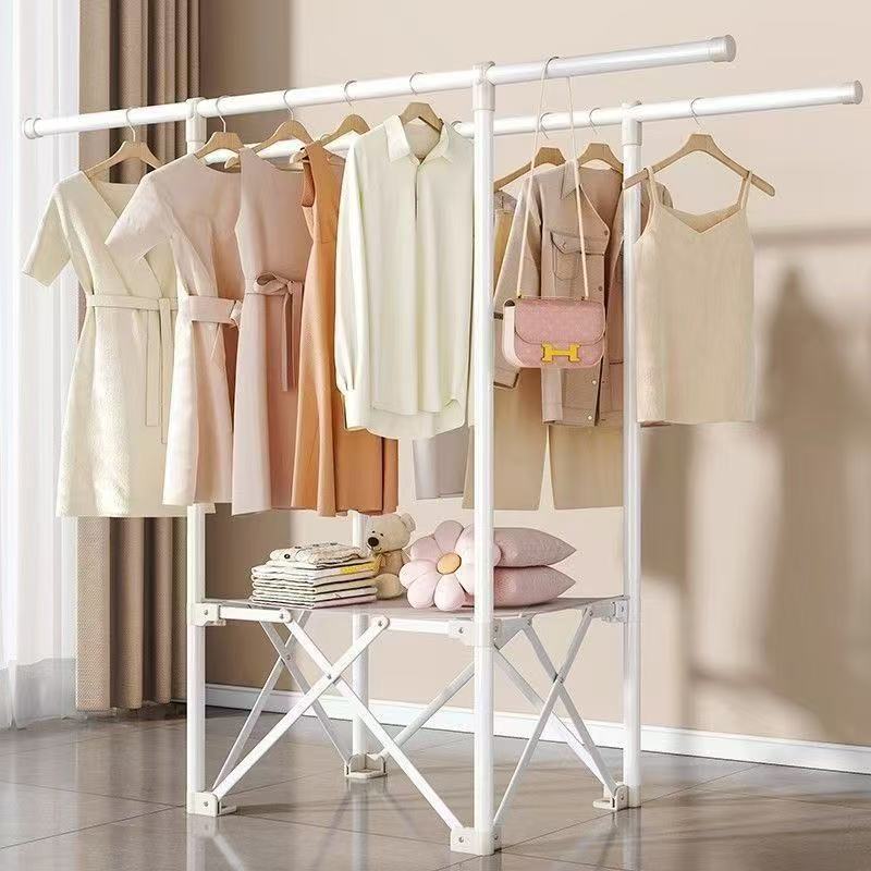 Installation-Free Clothes Hanger, Instant Folding Clothes Drying Rack, Multi-Functional Floor-Standing Clothes Drying Rack, Telescopic Clothes Hanger, Night Market Stall Clothes Hanger