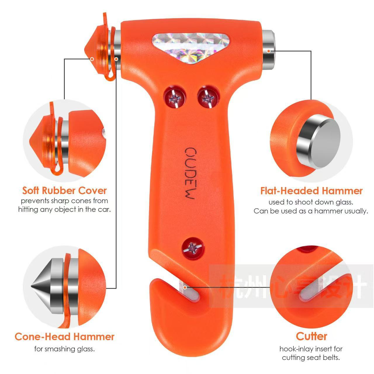 New Car Emergency Safety Hammer with Straps, Two-In-One Multifunctional Car Life-Saving Hammer, Escape Hammer, Window Breaker, Hot-Selling Item