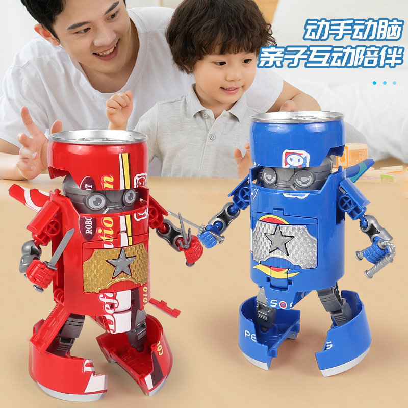 Star steel WK-82 deformation soda samurai boy gift robot model ornaments drink jar mecha toy