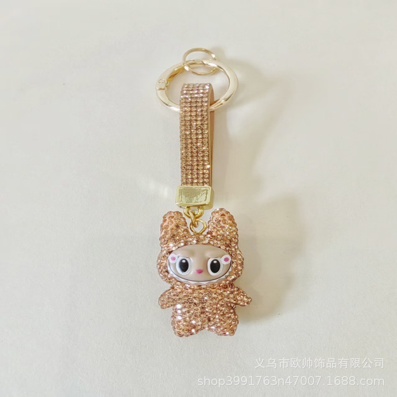 新款热销外贸镶钻卡通Q版拉布布轻奢创意精美汽车钥匙扣挂包包挂|undefined
