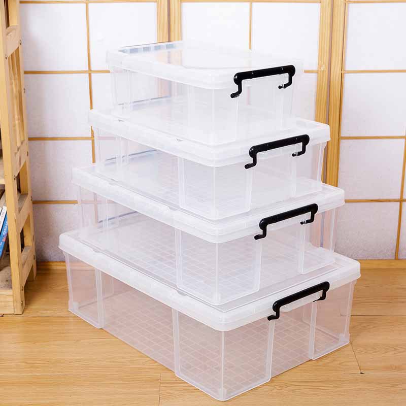 Pat the bottom of the transparent plastic storage box household low flat clothing finishing box storage carrier box wholesale