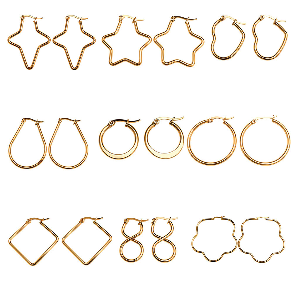 Aretes de acero inoxidable de moda transfronteriza aretes de acero inoxidable de acero de titanio simplista para mujeres aretes de acero de titanio para baño accesorios de orejas al por mayor
