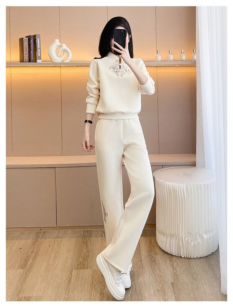 Damen Freizeit Sportanzug Set Mit Kapuzenpullover Und Weiter Hose_voghion.com