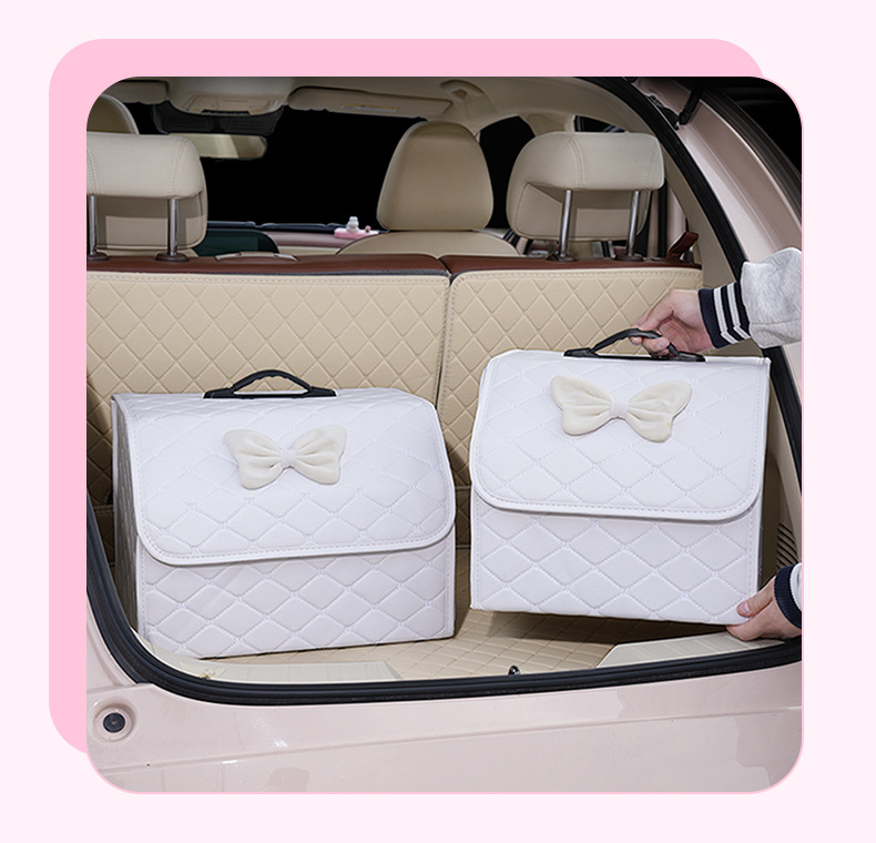 Car Trunk Multifunctional Storage Box Creative Leather Foldable Car Storage Box for Organizing Miscellaneous Items
