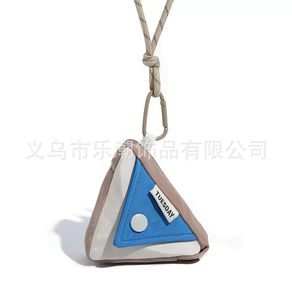 Trendy Brand Distinctive Triangle Coin Purse Mini Unisex Canvas Art Cute Coin Bag Sundries Key Storage Bag