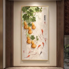 五福玄関装飾絵画新しい中国風の玄関正面壁掛け絵画廊下通路壁画垂直ひょうたん絵画