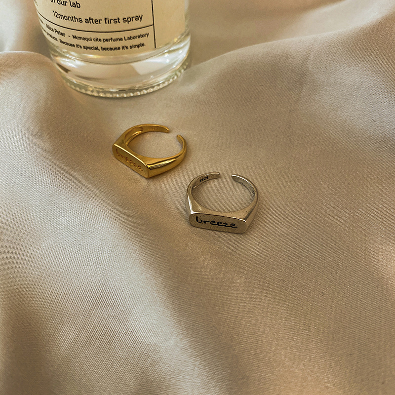 Japanische Und Koreanische Mode Englische Buchstaben Ring Ins Nischen Design Geschnittene Offene Paar Ring Neue Trend Ige Essens Ring display picture 13