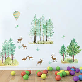 墙贴纸贴画自粘大树装饰品森林墙画客厅小图案墙壁画楼房墙面贴图