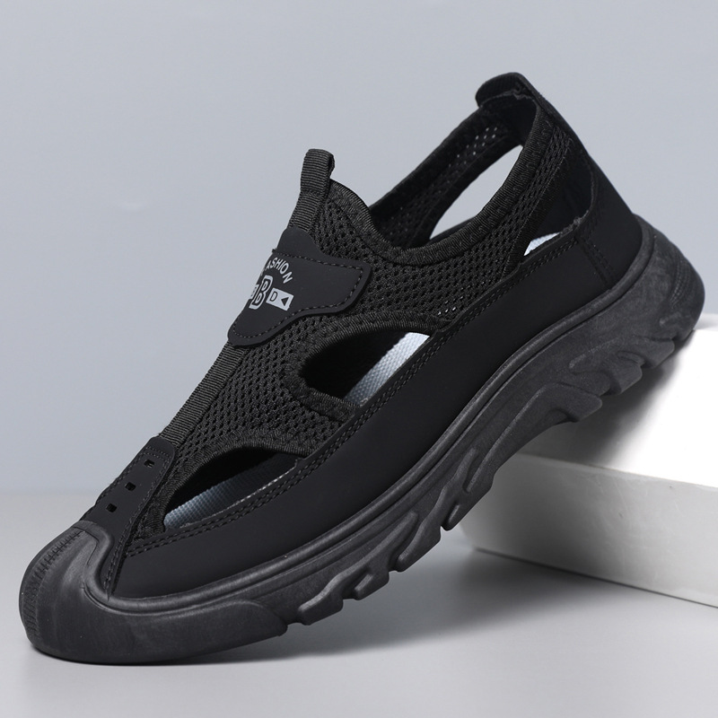 Zapatos de verano para hombre, sandalias transpirables huecas para hombre, zapatos cómodos con orificios, zapatos para hombre para exteriores, zapatos deportivos y de ocio ligeros para la playa image 3