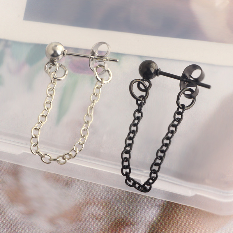 Single Black Cone Dumbbell Earring 316L Surgical Steel Barbell Stud Unisex Trendy Fashion Classic Geometric Body Piercing Jewelry detail image 22