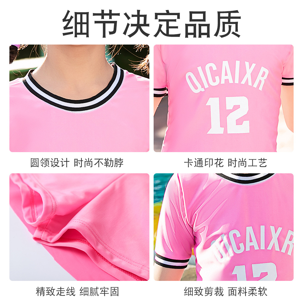 新款女童泳衣女孩連體裙式 游泳衣運動學游泳中大童兒童泳衣廠家