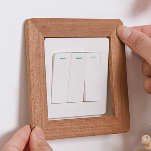 Solid Wood Switch Decorative Wall Stickers Home Modern Simple Socket Frame Protective Cover Wall Anti-Dirty Ugly Cat Decoration