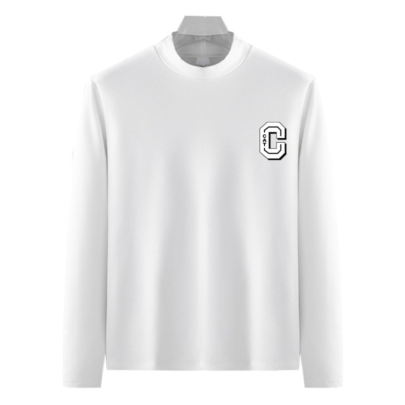 Fábrica directa de la piel-amigable slim-fit de terciopelo de doble cara a prueba de frío cálido medio-cuello alto ropa interior de los hombres de otoño camiseta superior