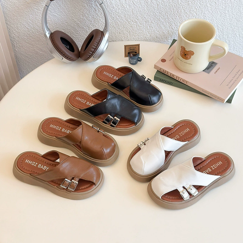 Ретро Баотоу Половина тапочки для девочек летом носить 2025 новые холодные сандалии с толстой подошвиной, дикие пляжные римские туфли оптом