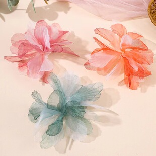DIY Gradient Flower Organza Flower Edge 14cm Cake Decoration Clothing Hat Clip Accessories Accessories