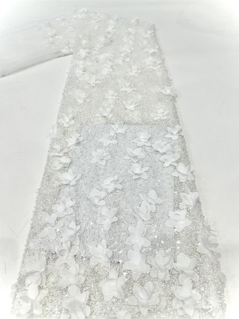 Decalones hechas a mano industria pesada computadora bordada sequinilla bordado tubo de perlas vestido de boda vestido de moda tela de vestido image 8