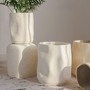 Magnesium Mud Floor-Standing Large Flower Pot, Light Luxury and High-End, Large Diameter, New Style, Simple and Modern Indoor Black Diamond Ornaments