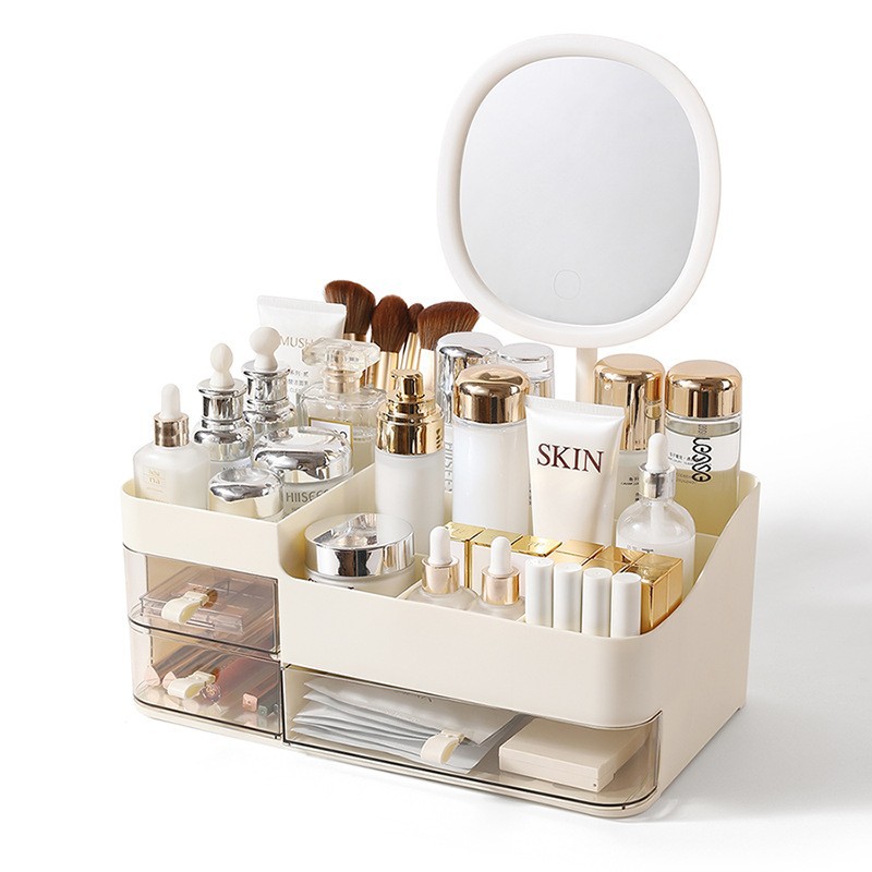 Caja de almacenamiento de cosméticos, tocador doméstico de alta calidad, lápiz labial de gran capacidad para productos de cuidado de la piel, estante multifuncional