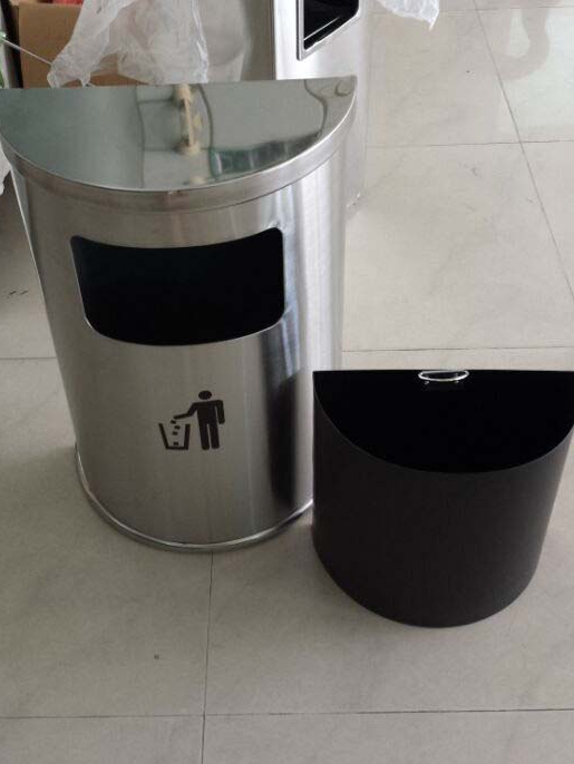 Supermarket Sales Department Stainless Steel Semicircle Wall-Mounted Trash Can Hotel Shopping Mall Elevator Entrance with Ashtray Trash Can