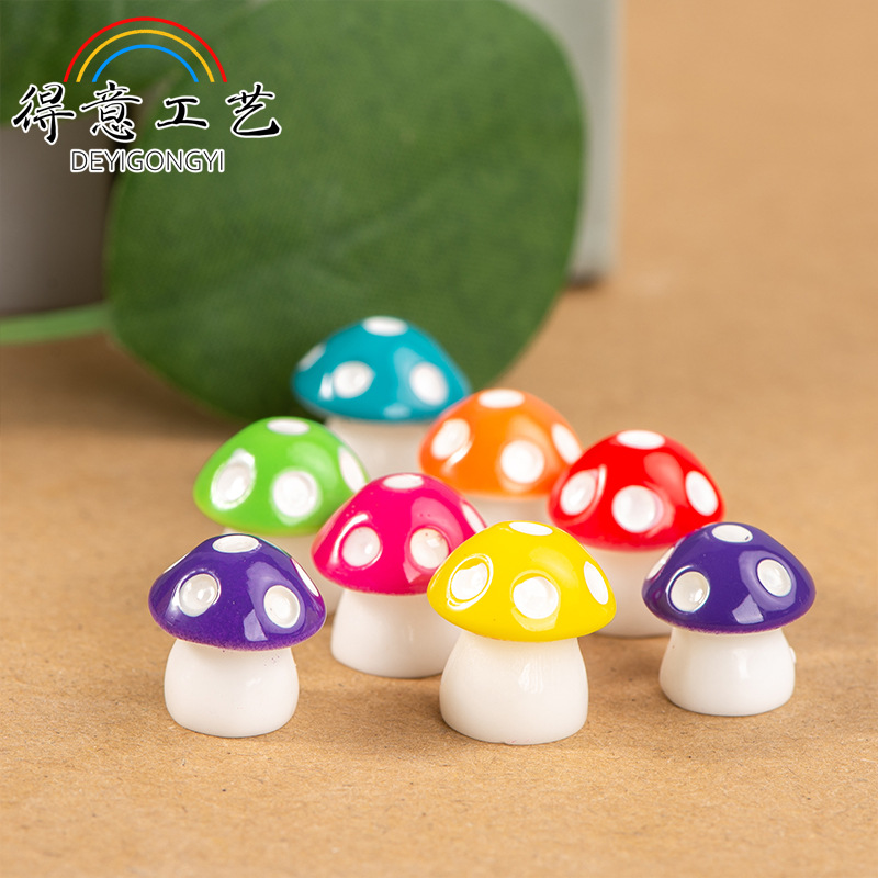 苔藓微景观摆件彩色小蘑菇树脂园艺盆栽造景装饰品配件卡通蘑菇