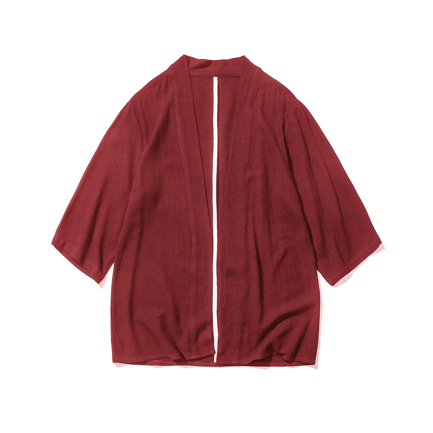 Comercio exterior simple estilo chino verano hombres de color sólido hanfu camisa más tamaño algodón y lino 3/4 manga cardigan