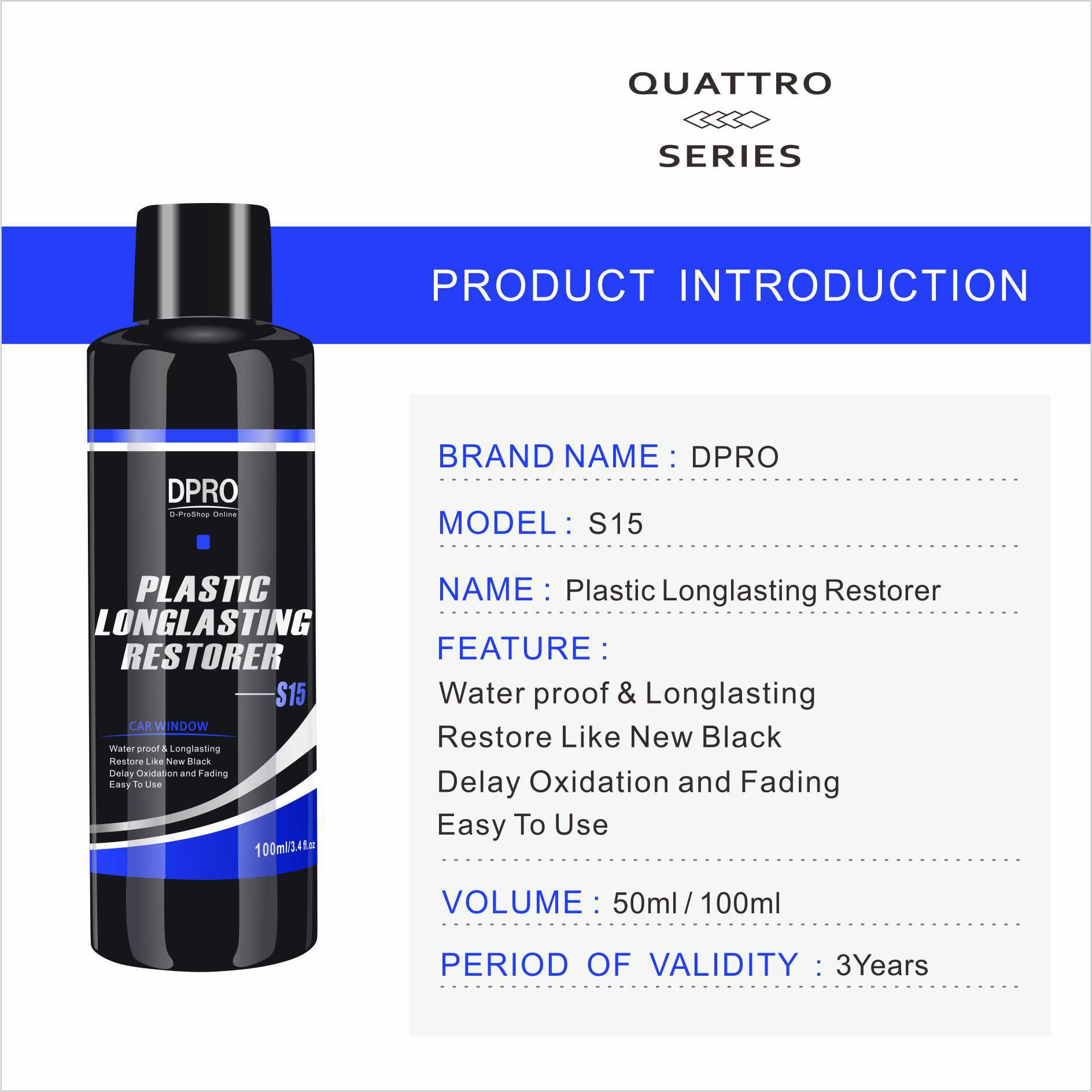 Восстановитель пластика DPRO Plastic Longlasting Restorer S15