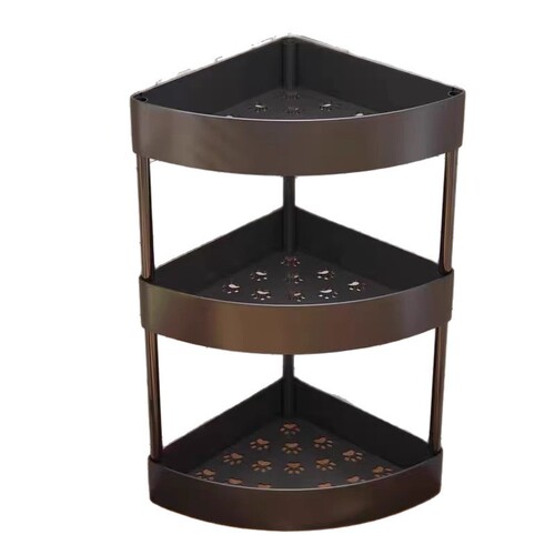 Corner Shelf for Kitchen Countertop, Household Non-Drilling Semi-Circular Wall Corner Triangle Shelf for Spice Bottles and Jars Storage Rack
