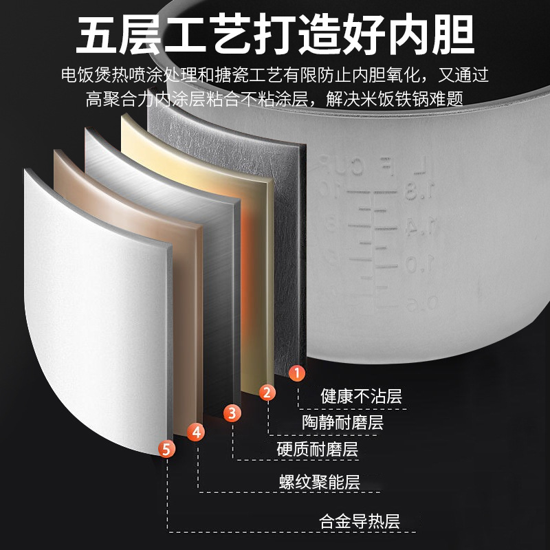 Xianke 炊飯器家庭用 5L 大容量ボールケトル断熱 4-5 多機能 3-4 人用スマート炊飯器ギフト|undefined