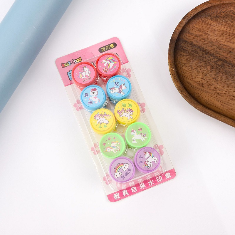 Pony Boley sellos de niños recompensas cuentas de mano juguetes dibujos animados lindos corazón de una niña púrpura sello Pony papelería.