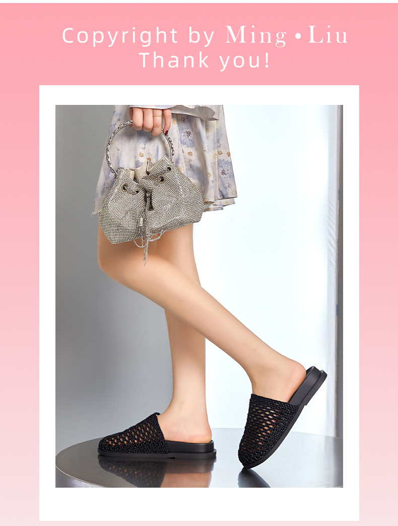 Damernas sommar mules platta flätade sandaler stilfulla_voghion.com