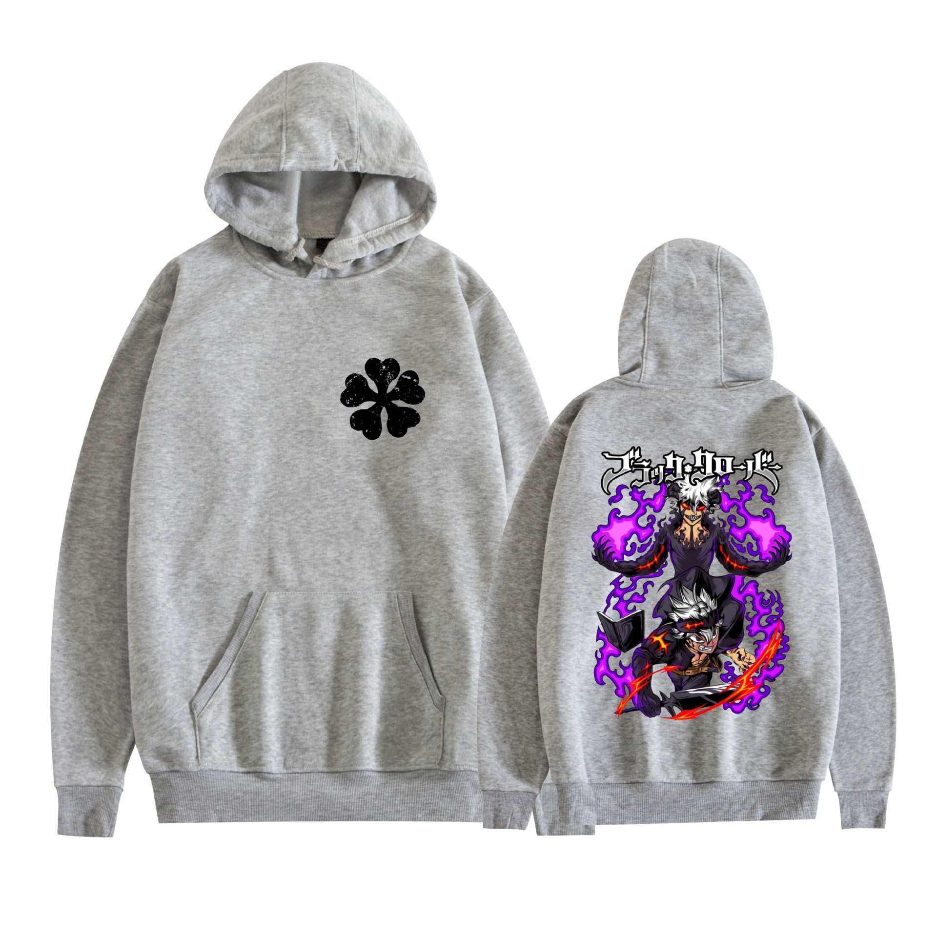 Trébol de cuatro hojas negro nuevo transfronterizo Black Clover animación periféricos hombres y mujeres suéter con capucha suelto casual