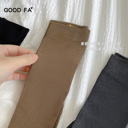 GOOD FA  Silk Ice Soft Thin Women's Socks Plain Calf Socks Women's Pressure Socks Hand-sewn