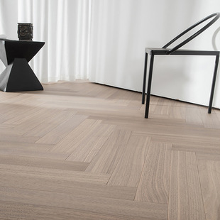 Solid wood composite herringman floor three-layer oak modern simple black walnut wood floor lock glue-free installation package